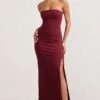 Belle Of The Ball | Berry Bandeau Maxi Dress With Split Hem 2 Belle Of The Ball | Berry Bandeau Maxi Dress With Split Hem -Sangyong Store WB CC CL127995158 BelleofTheBallBerryBandeauMaxiDressWithSplitHem6