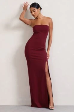 Belle Of The Ball | Berry Bandeau Maxi Dress With Split Hem -Sangyong Store WB CC CL127995158 BelleofTheBallBerryBandeauMaxiDressWithSplitHem8