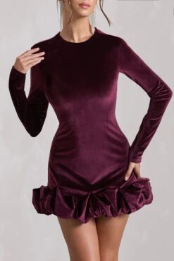 Claudine | Port Velvet Long-Sleeved Ruffled Mini Dress -Sangyong Store WB CC CL128798101 ClaudinePortVelvetLong SleevedRuffledMiniDress6