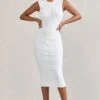 Alight| White Ruched Mesh Sleeveless Bodycon Midi Dress 2 Alight| White Ruched Mesh Sleeveless Bodycon Midi Dress -Sangyong Store WB CC CL128817005 Alight WhiteRuchedMeshSleevelessBodyconMidiDress3