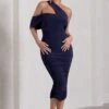 Cici | Navy Asymmetric One Shoulder Ruched Midi Dress -Sangyong Store WB CC CL129294015 CiciNavyAsymmetricOneShoulderRuchedMidiDress2 2119cce1 3da0 41ad b622 dca15eb9de7f