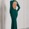 Starring | Bottle Green Long-Sleeve Backless Fishtail Maxi Dress -Sangyong Store WB CC CL129776047 StarringBottleGreenLong SleeveBacklessFishtailMaxiDress3