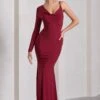 At Dusk | Berry Red One-Sleeved Cowl-Neck Fishtail Maxi Dress 1 At Dusk | Berry Red One-Sleeved Cowl-Neck Fishtail Maxi Dress -Sangyong Store WB CC CL130018037 AtDuskBerryRedOne SleevedCowl NeckFishtailMaxiDress3