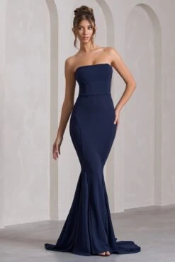 Impress Me | Navy Strapless Bandeau Fishtail Maxi Dress -Sangyong Store WB CC CL130022015 ImpressMeNavyStraplessBandeauFishtailMaxiDress1