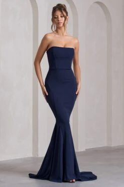 Impress Me | Navy Strapless Bandeau Fishtail Maxi Dress -Sangyong Store WB CC CL130022015 ImpressMeNavyStraplessBandeauFishtailMaxiDress2