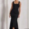 Savannah | Black Square-Neck Corset Fishtail Maxi Dress 2 Savannah | Black Square-Neck Corset Fishtail Maxi Dress -Sangyong Store WB CC CL132003069 SavannahBurgundySquare NeckCorsetFishtailMidiDress0