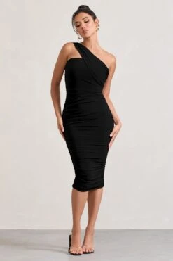 Contour | Black One Shoulder Bodycon Midi Dress -Sangyong Store WB CC HR 126710 Contour BlackOneShoulderBodyconMidiDress0