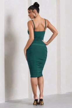 Sangyong Store -Sangyong Store WB CC HR CL126642047 DesiredBottleGreenRuchedStrappyMidiDress12