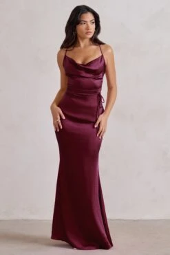 Lifetime | Burgundy Satin Cowl Neck Maxi Dress With Cross Back Detail 11 Lifetime | Burgundy Satin Cowl Neck Maxi Dress With Cross Back Detail -Sangyong Store WB CC HR CL127192 LifetimeBurgundySatinCowlNeckMaxiDressWithCrossBackDetail4 bcc745aa 05cc 487b a30b 7dc0bc005b9c