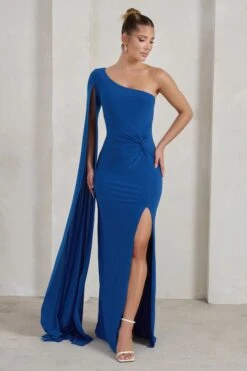 Romi | Royal Blue One Shoulder Twist Design Maxi Dress -Sangyong Store WB CC HR CL127683 RomiCobaltOneShoulderTwistDesignMaxiDress1