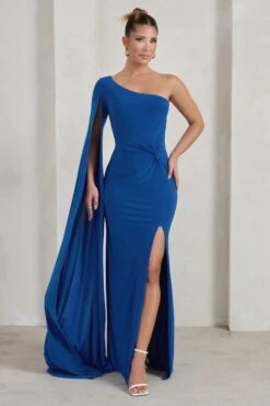 Romi | Royal Blue One Shoulder Twist Design Maxi Dress -Sangyong Store WB CC HR CL127683 RomiCobaltOneShoulderTwistDesignMaxiDress2