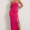 Belle Of The Ball | Hot Pink Bandeau Maxi Dress With Split Hem -Sangyong Store WB CC HR CL127995073 BelleofTheBall HotpinkBandeauMaxiDressWithSplitHem9