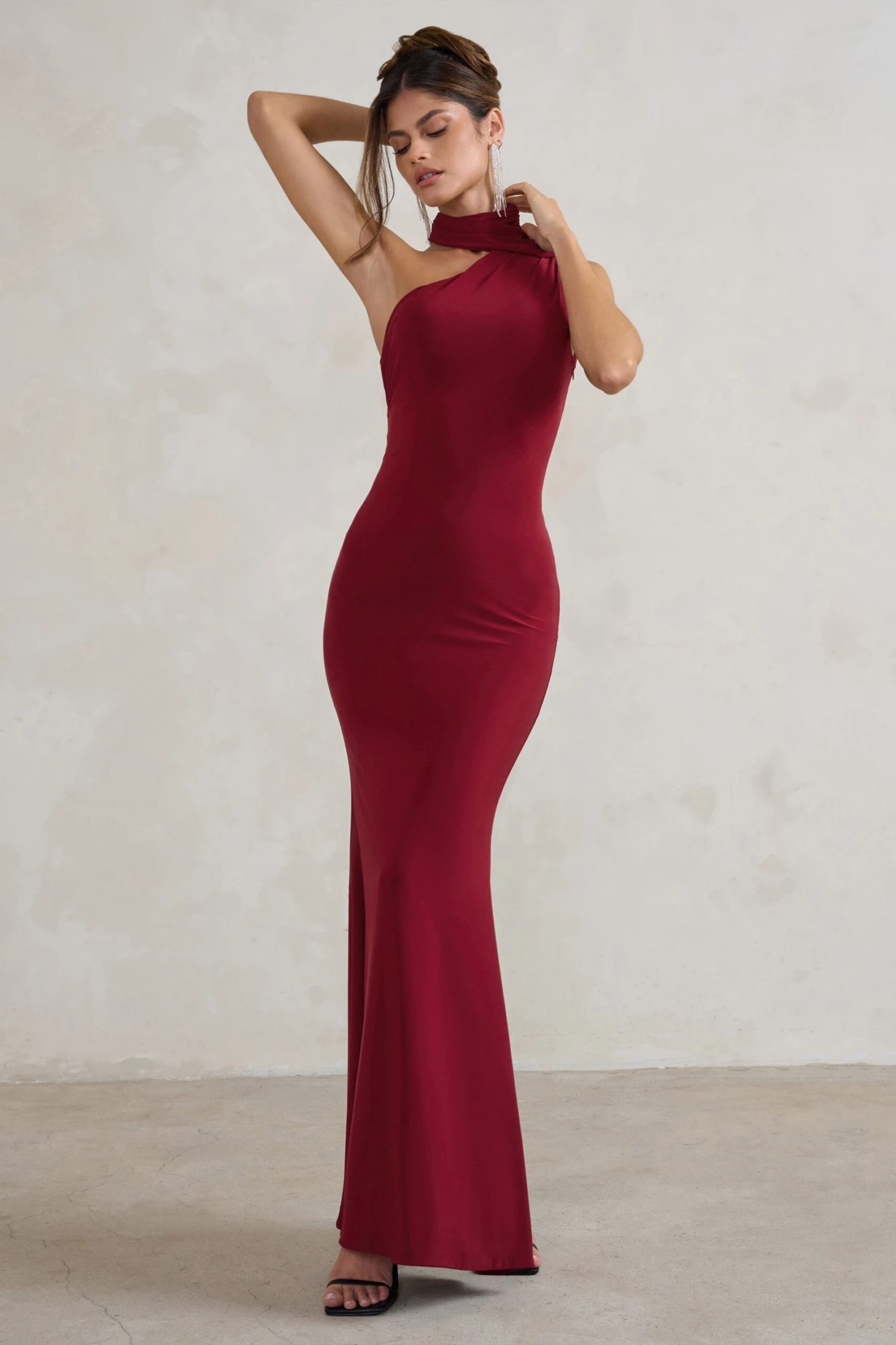 Capucine | Berry Red Asymmetric Draped Maxi Dress 7 Capucine | Berry Red Asymmetric Draped Maxi Dress - Image 5