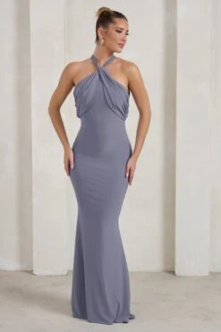 Genevieve | Grey Twist High Neck Drape Detail Maxi Dress -Sangyong Store WB CC HR CL128397 GenevieveGreyTwistHighNeckDrapeDetailMaxiDress2 1d45fc0a 4e02 4ade b95c 0647e23f7dc9