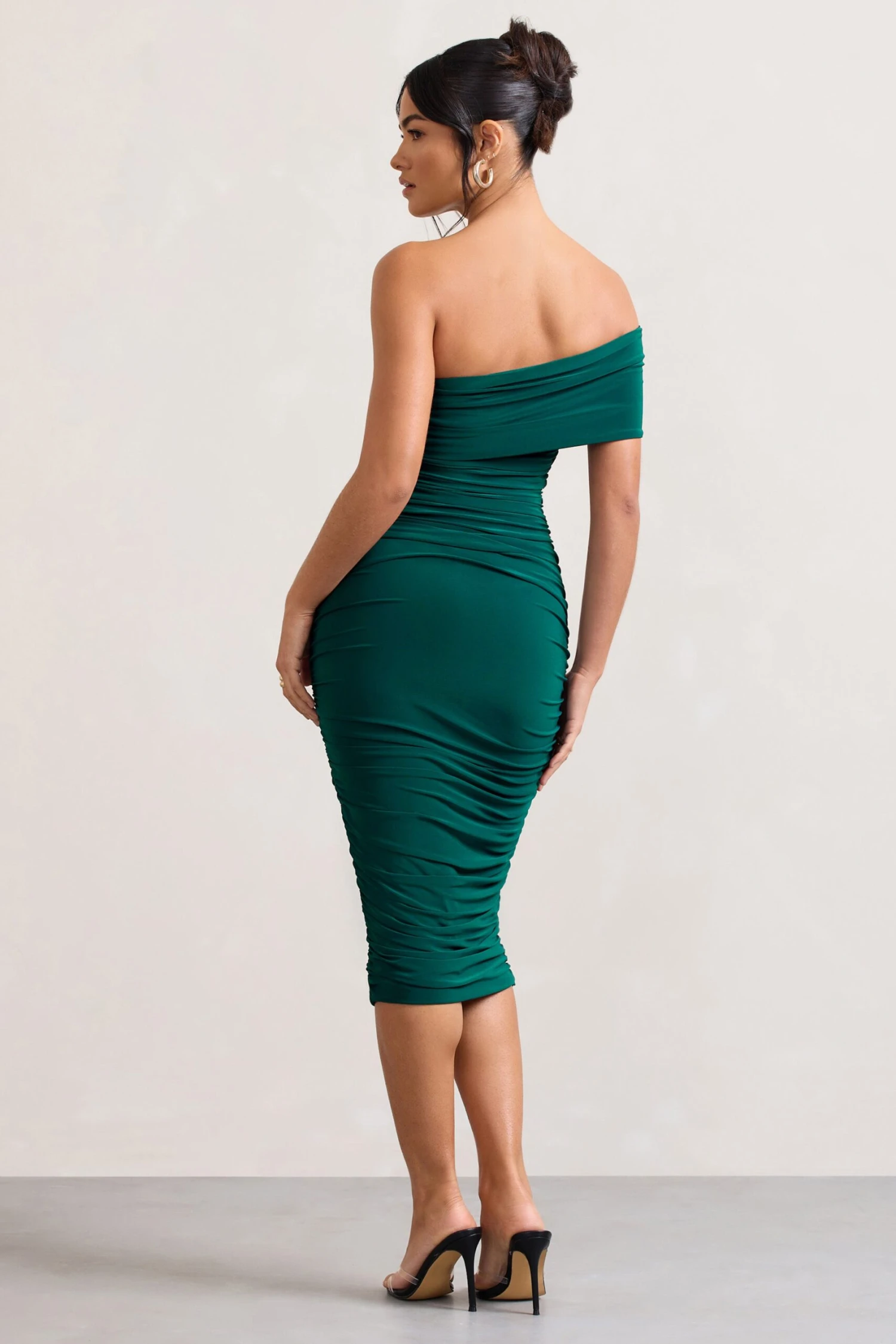 Remember Me | Bottle Green One Shoulder Midi Dress 4 Remember Me | Bottle Green One Shoulder Midi Dress - Image 2