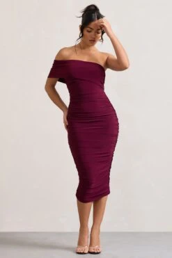 Remember Me | Burgundy One Shoulder Midi Dress -Sangyong Store WB CL124581158 RememberMe BurgundyOneShoulderMidiDress2 3a6d4eac aad3 45f9 8628 49f64dfc1042