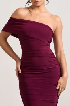 Remember Me | Burgundy One Shoulder Midi Dress -Sangyong Store WB CL124581158 RememberMe BurgundyOneShoulderMidiDress3 7eac5907 9838 41c9 80c7 ad4b9481461f