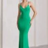Lucky Number | Green Cross Back Fishtail Maxi Dress -Sangyong Store WB CL124606014 LuckyNumberGreenCrossBackFishtailMaxiDress1