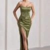 Romancing | Olive Thigh Split Corset Strapless Maxi Dress -Sangyong Store WB CL125596113 RomancingOliveThighSplitCorsetStraplessMaxiDress7