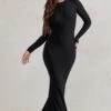 One Step Ahead | Black Long Sleeve Backless Fishtail Maxi Dress -Sangyong Store WB CL126332 OneStepAheadBlackLongSleeveBacklessFishtailMaxiDress0
