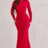 One Step Ahead | Red Long Sleeve Backless Fishtail Maxi Dress -Sangyong Store WB CL126332 OneStepAheadRedLongSleeveBacklessFishtailMaxiDress0