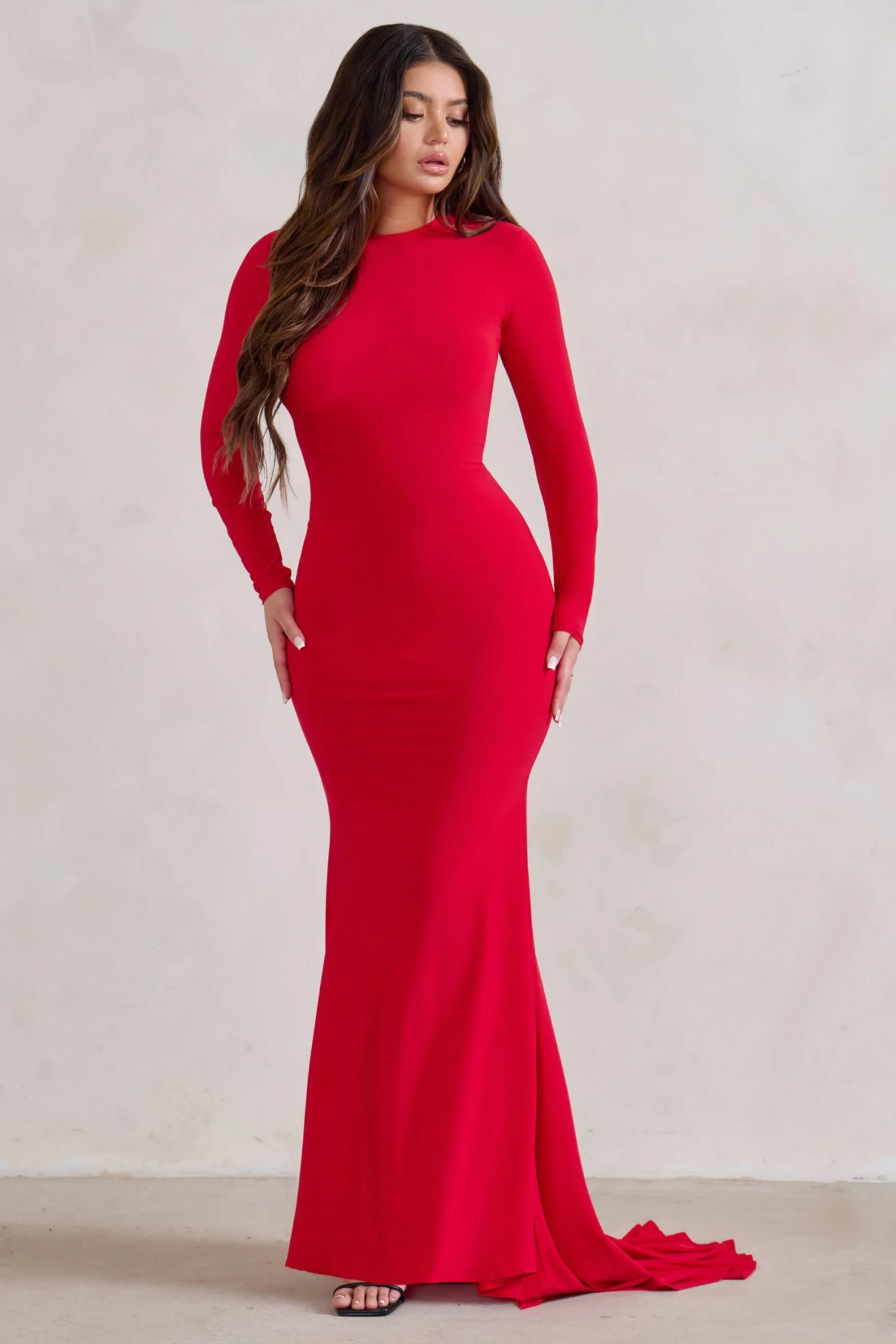 One Step Ahead | Red Long Sleeve Backless Fishtail Maxi Dress 3 One Step Ahead | Red Long Sleeve Backless Fishtail Maxi Dress