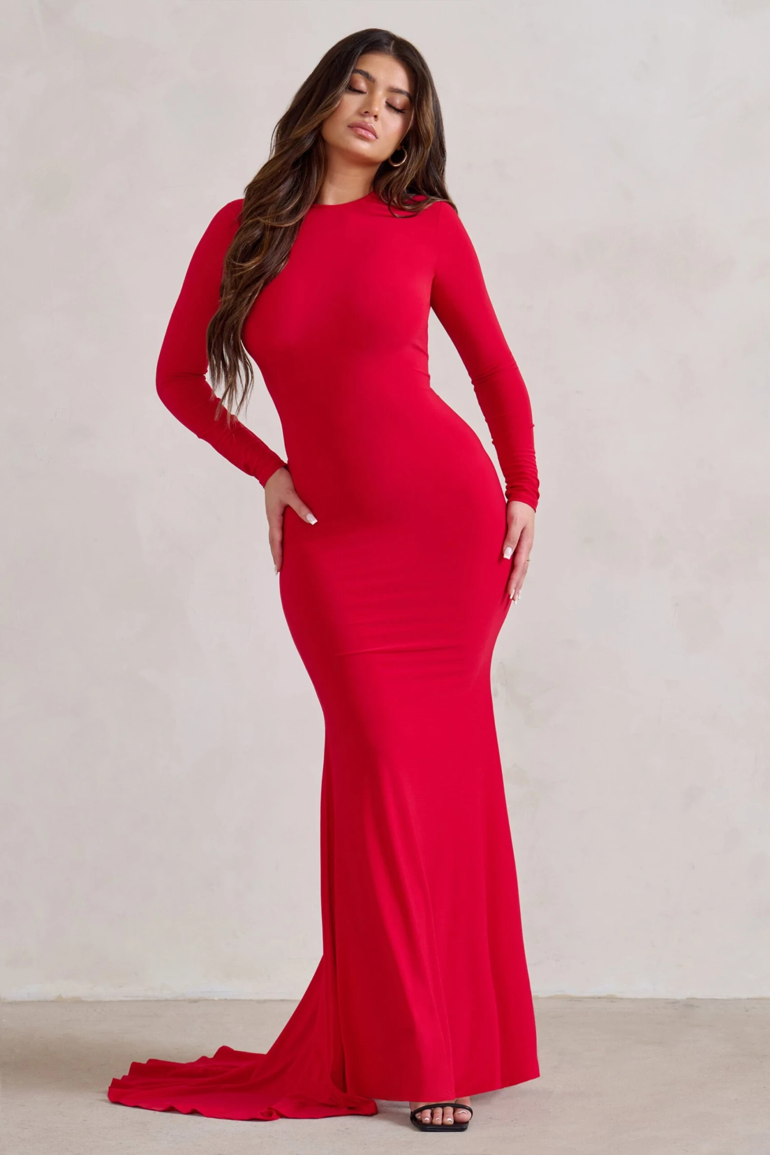 One Step Ahead | Red Long Sleeve Backless Fishtail Maxi Dress 7 One Step Ahead | Red Long Sleeve Backless Fishtail Maxi Dress - Image 5