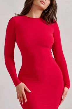 One Step Ahead | Red Long Sleeve Backless Fishtail Maxi Dress 9 One Step Ahead | Red Long Sleeve Backless Fishtail Maxi Dress -Sangyong Store WB CL126332 OneStepAheadRedLongSleeveBacklessFishtailMaxiDress3