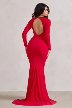 One Step Ahead | Red Long Sleeve Backless Fishtail Maxi Dress 8 One Step Ahead | Red Long Sleeve Backless Fishtail Maxi Dress -Sangyong Store WB CL126332 OneStepAheadRedLongSleeveBacklessFishtailMaxiDress4