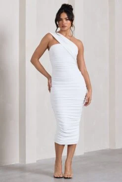 Contour | White One Shoulder Bodycon Midi Dress 10 Contour | White One Shoulder Bodycon Midi Dress -Sangyong Store WB CL126710005 ContourWhiteOneShoulderBodyconMidiDress2