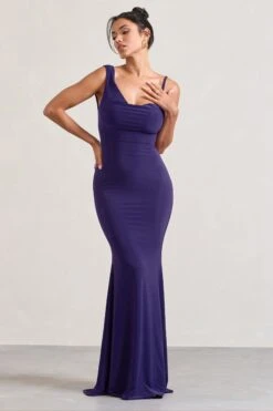 Phantasy | Purple Asymmetric Neckline Cowl Maxi Dress -Sangyong Store WB CL126730104 PhantasyPurpleAsymmetricNecklineCowlMaxiDress0