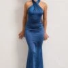 Unstoppable | Navy Satin Cross Over Halterneck Maxi Dress -Sangyong Store WB CL126739015 UnstoppableNavySatinCrossOverHalterneckMaxiDress3