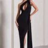 Lavish | Black One Shoulder Drape Maxi Dress -Sangyong Store WB CL127110002 LavishBlackOneShoulderDrapeMaxiDress0