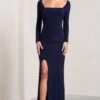My Pleasure | Navy Square Neck Ruched Maxi Dress -Sangyong Store WB CL127114015 MyPleasureNavySquareNeckRuchedMaxiDress3