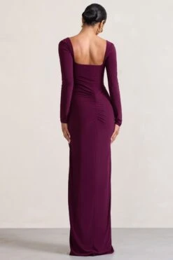 My Pleasure | Burgundy Square Neck Ruched Maxi Dress 8 My Pleasure | Burgundy Square Neck Ruched Maxi Dress -Sangyong Store WB CL127114069 MyPleasureBurgundySquareNeckRuchedMaxiDress6