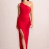 Ethereal | Red One Shoulder Ruched Split Maxi Dress 2 Ethereal | Red One Shoulder Ruched Split Maxi Dress -Sangyong Store WB CL127117 EtherealRedOneShoulderRuchedSplitMaxiDress2