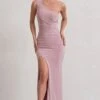 Ethereal | Dusky Lilac One Shoulder Ruched Split Maxi Dress -Sangyong Store WB CL127117119 EtherealDuskyLilacOneShoulderRuchedSplitMaxiDress0