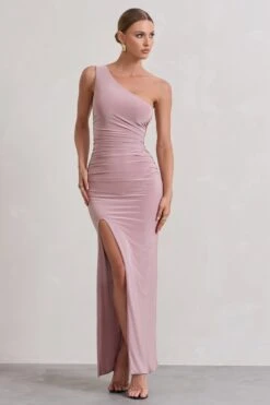 Ethereal | Dusky Lilac One Shoulder Ruched Split Maxi Dress 10 Ethereal | Dusky Lilac One Shoulder Ruched Split Maxi Dress -Sangyong Store WB CL127117119 EtherealDuskyLilacOneShoulderRuchedSplitMaxiDress1
