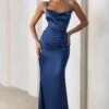 Lifetime | Navy Satin Cowl Neck Maxi Dress With Cross Back Detail -Sangyong Store WB CL127192 LifetimeNavySatinCowlNeckMaxiDressWithCrossBackDetail2