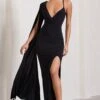 The Crown | Black Plunge Front One Shoulder Maxi Dress -Sangyong Store WB CL127211002 TheCrownBlackPlungeFrontOneShoulderMaxiDress1 d5f9f50c 61c5 41f1 b1d2 8a420b7a522a