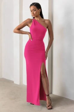 Dressing Up | Hot Pink One Shoulder Maxi Dress With Open Back Detail -Sangyong Store WB CL127621 DressingUpHotPinkOneShoulderMaxiDressWithOpenBackDetail0