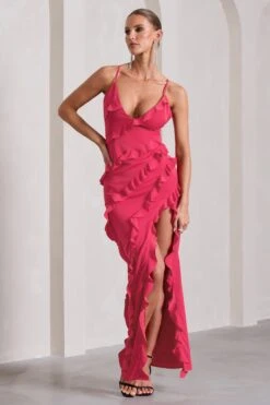 Run The World | Hot Pink Sweetheart Neckline Ruffle Maxi Dress -Sangyong Store WB CL127687073 RunTheWorldHotPinkSweetheartNecklineRuffleMaxiDress2