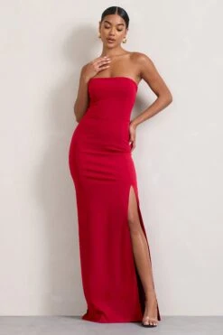 Belle Of The Ball | Red Bandeau Maxi Dress With Split Hem -Sangyong Store WB CL127995004 BelleofTheBallredBandeauMaxiDressWithSplitHem9 10f9cee1 17fc 464c 9e45 07d8f1abef29