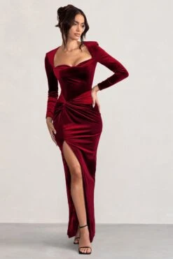Fay | Berry Velvet Corset Style Knot Maxi Dress 9 Fay | Berry Velvet Corset Style Knot Maxi Dress -Sangyong Store WB CL128016 FayBerryVelvetCorsetStyleKnotMaxiDress3