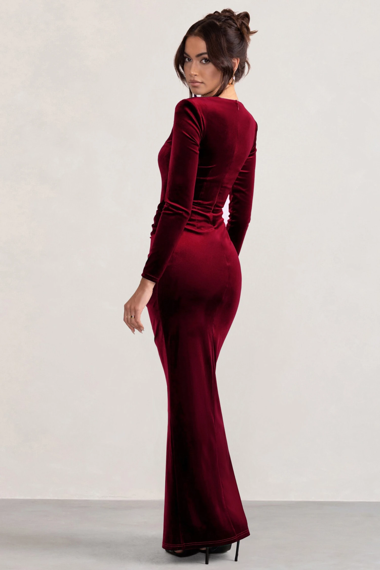 Fay | Berry Velvet Corset Style Knot Maxi Dress 4 Fay | Berry Velvet Corset Style Knot Maxi Dress - Image 2