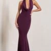 Milani | Plum Backless Cowl Neck Fishtail Maxi Dress -Sangyong Store WB CL128040069 MilaniPlumBacklessCowlNeckFishtailMaxiDress2