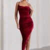 Risk It All | Berry Velvet Cami Cowl Neck Asymmetric Hem Midi Dress -Sangyong Store WB CL128163064 RiskItAllBerryVelvetCamiCowlNeckSatinAsymmetricHemMidiDress2