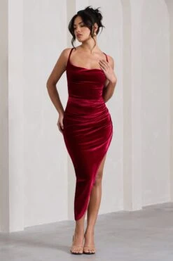 Risk It All | Berry Velvet Cami Cowl Neck Asymmetric Hem Midi Dress 10 Risk It All | Berry Velvet Cami Cowl Neck Asymmetric Hem Midi Dress -Sangyong Store WB CL128163064 RiskItAllBerryVelvetCamiCowlNeckSatinAsymmetricHemMidiDress3