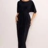 Polly | Black Slash Neck Maxi Dress Cape Sleeves -Sangyong Store WB CL128285 PollyBlackHighNeckMaxiDresswithWaistDetailingandCapeSleeves5