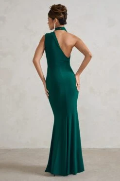 Capucine | Bottle Green Asymmetric Draped Maxi Dress -Sangyong Store WB CL128395 CapucineGreenAsymmetricDrapedMaxiDress6